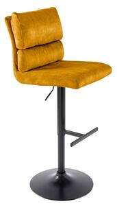 Designová barová otočná židle Frank hořčičný samet