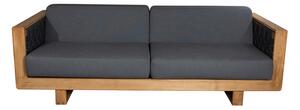 Cane-line Teakové 3-místné sofa/pohovka Angle, Cane-line, 220x89x74 cm, rám teak, pásový výplet barva dark grey, sedáky venkovní tkanina AirTouch grey