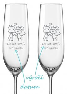 Sklenice na sekt k výročí Šťastní manželé, 2 ks
