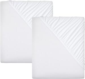 LIVARNO home Sada žerzejových napínacích prostěradel, 90-100 x 200 cm, 2dílná, bílá (800006718)