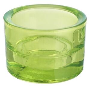 Svícen sklo 57x83mm svěží zelený na mal./velkou čajovou svíčku