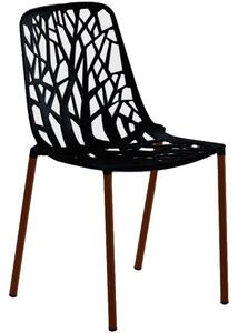 Fast Hliníková stohovatelná jídelní židle Forest, Fast, 48x53x81 cm, nohy iroko, lakovaný hliník barva bílá white