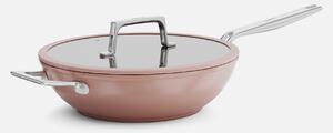 Fabini Wok pánev Meda 5.0 Pro, ø 28 cm - Nepřilnavá pánev s keramickým povrchem s poklicí, broskvově růžová