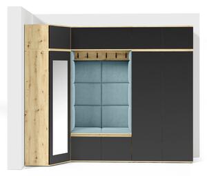 Předsíňová stěna AMI 39 Modrá I Dub artisan + Černá