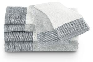 Souprava bavlněných ručníků s ozdobným lemem Bílý a Tmavošedý MANDI