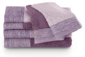 Souprava bavlněných ručníků s ozdobným lemem Levandule a Nachový MANDI