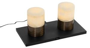 Sada 2 stolních lamp tmavě bronzová RGBW dobíjecí - Alessia