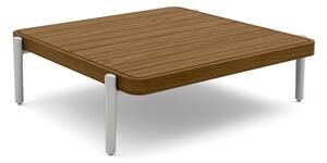Manutti Konferenční stolek střední Flex, Manutti, 70x76x22 cm, rám hliník šedobéžová flint, deska teak