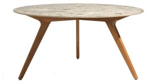 Manutti Jídelní stůl Torsa, Manutti, kulatý prům. 125x73 cm, rám teak, deska keramika 12 mm, dekor perla