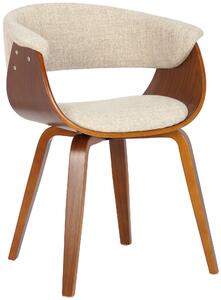 Židle Bruce látka, dřevěné nohy ořech - Krémová