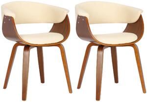 Židle Bruce ~ (SET 2 ks) koženka, dřevěné nohy ořech - Krémová