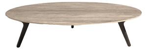 Manutti Nízký stůl Torsa, Manutti, kulatý prům. 125x24 cm, teakový rám, deska keramika 12 mm, dekor fossil