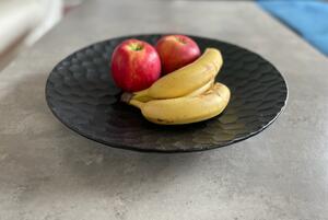 KRYT velká kulatá skleněná mísa s matnou strukturou d40 cm černé sklo
