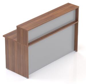 NABYTEK-DESIGNOVY.CZ - NLKA16 19 - Recepční pult s nástavbou Komfort, 160x70x111 cm, ořech/šedá