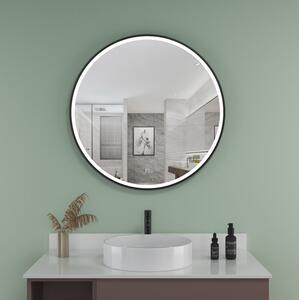 Kulaté zrcadlo NOIR Ø 80 cm, černý matný rám, nastavitelné LED osvětlení