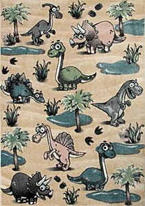Dětský kusový koberec PASTEL Dinosauři béžový Rozměr: 120x170 cm