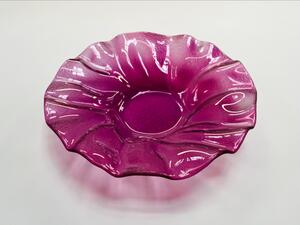 POPPY kulatá skleněná mísa d39 cm dekor ametyst