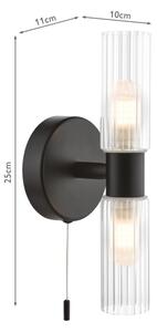 Där Lighting BOL0922 - Koupelnová nástěnná lampa BOLTON 2xG9/5W/230V IP44 černá