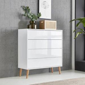 KOMODA, bílá, vysoce lesklá bílá, 79/86/33 cm MID.YOU - Komody na nožičkách, Online Only