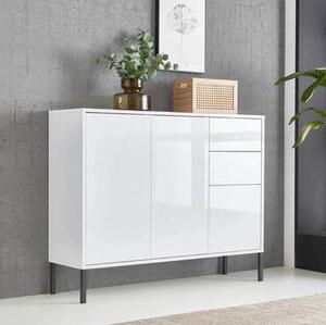 KOMODA, bílá, vysoce lesklá bílá, 105,5/86/33 cm MID.YOU - Komody na nožičkách, Online Only
