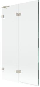 Mexen Lunar L, 2-křídlová vanová zástěna levá 100 x 150 cm, čiré sklo, broušená ocel, 897L-100-100-97-00-L