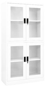 Kancelářská skříň bílá 90x40x180 cm ocel a tvrzené sklo