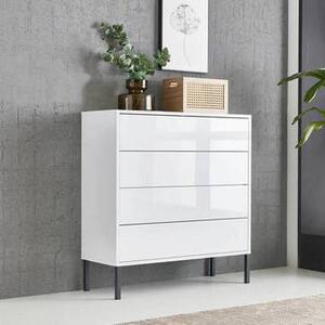 KOMODA, bílá, vysoce lesklá bílá, 79/86/33 cm MID.YOU - Komody na nožičkách, Online Only