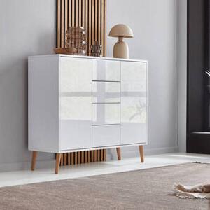 KOMODA, bílá, vysoce lesklá bílá, 105,5/86/33 cm MID.YOU - Komody na nožičkách, Online Only
