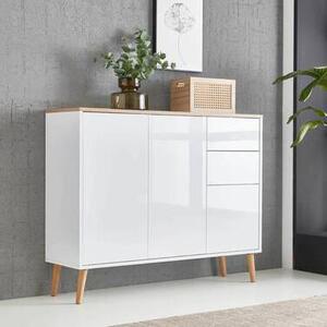 KOMODA, bílá, dub artisan, vysoce lesklá bílá, 105,5/86/33 cm MID.YOU - Komody na nožičkách, Online Only