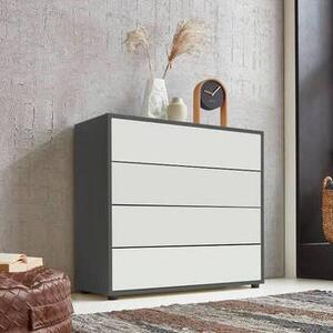 KOMODA, antracitová, bílá, 79/73/33 cm MID.YOU - Široké komody, Online Only