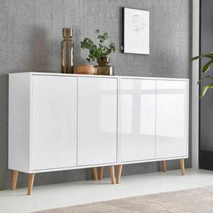 ŠIROKÁ KOMODA, bílá, vysoce lesklá bílá, 158/86/33 cm MID.YOU - Komody na nožičkách, Online Only