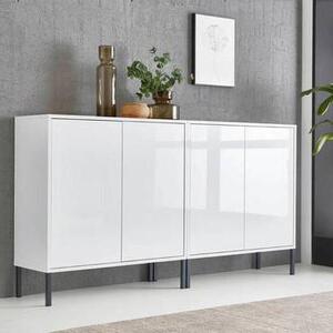 ŠIROKÁ KOMODA, bílá, vysoce lesklá bílá, 158/86/33 cm MID.YOU - Komody na nožičkách, Online Only
