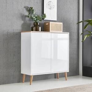 KOMODA, bílá, dub artisan, vysoce lesklá bílá, 79/86/33 cm MID.YOU - Komody na nožičkách, Online Only