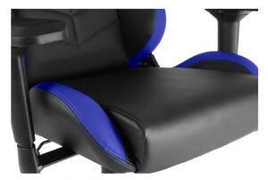 Herní židle IRON XXL — PU kůže, černá / modrá, nosnost 140 kg