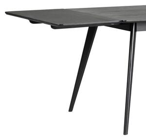 Černý kaučukový rozkládací jídelní stůl Rowico Muya, 190-280 cm