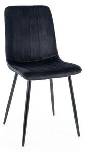Černá sametová jídelní židle ALAN s černými nohami