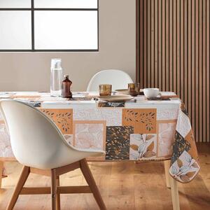 Ubrus s patchwork potiskem listů přírodní průměr 180 cm