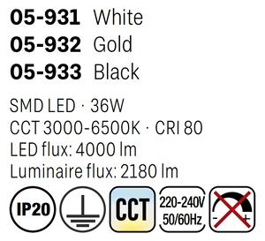 Zlaté stropní světlo Redo KNOB 05-932 / CCT LED 36W/ průměr 40 cm