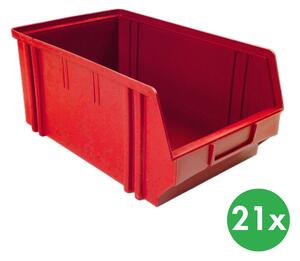 Plastové boxy BASIC, 205 x 335 x 149 mm, 21 ks, červené