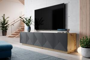 TV stolek Asha 200 cm - dub artisan / rivier stone mat