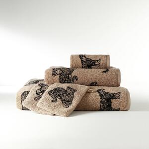 Froté sada koupelnového textilu s motivem leoparda 450g/m2 béžová/černá ručník 50x100 cm