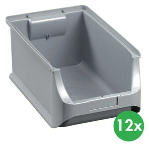 Plastové boxy PLUS 4, 205 x 355 x 150 mm, šedé, 12 ks