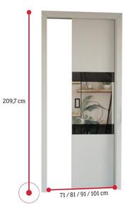 Posuvné dveře EVO LUMBA 70 + zárubeň, 70x209,7, bílá/černé sklo