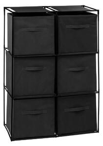 Regál s 6 textilními boxy, výš, 98 cm