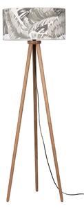 Podlahová lampa MADERA, 1xMax.60W, vícebarevné textilní stínítko, olejovaný dub