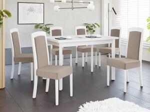 Rozkládací stůl se 6 židlemi - AL26, Barva dřeva: bílá-L, Potah: Kronos 22 Mirjan24 5903211292736