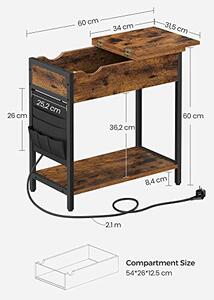 Vasagle Odkládací stolek se zásuvkami a USB porty, rustikální hnědá