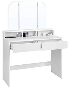 Vasagle Toaletní kosmetický stolek se zásuvkami a zrcadlem, bílý