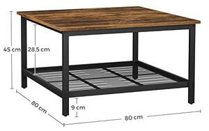 Vasagle Konfereční stolek, rustikální hnědá 80 x 80 cm LCT065B01