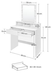 Toaletní kosmetický stolek s LED osvětlením, bílý RDT114WB01